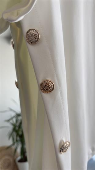 Orj Marka Yanları Gold Düğme Beyaz Tshirt