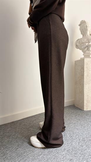 Kahve Yün Efekt Palazzo Pantolon