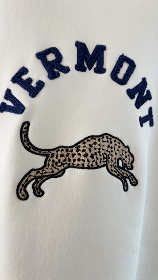 Leopar Baskı Beyaz Sweat