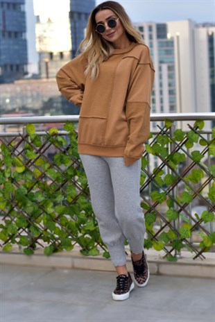 Çift Taraflı Parçalı Sweatshirt