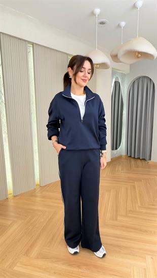 Tshirt Garnili Lacivert Eşofman Takımı