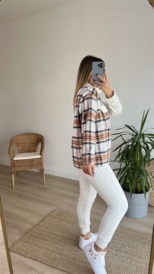 Ekose Detaylı Asimetrik Sweatshirt