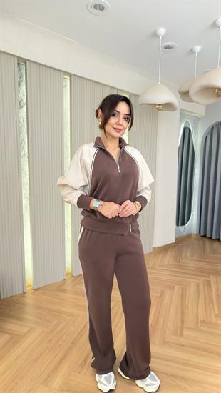 Kahve Nelia Paraşüt Detaylı Modal Takım