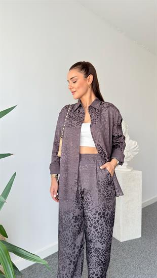 Kahve Mani Benekli Gömlek