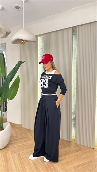 Lacivert 83 Yazılı Çift Parça Görünüm Sweatshirt(ÖN SİPARİŞ ÜRÜNÜ)