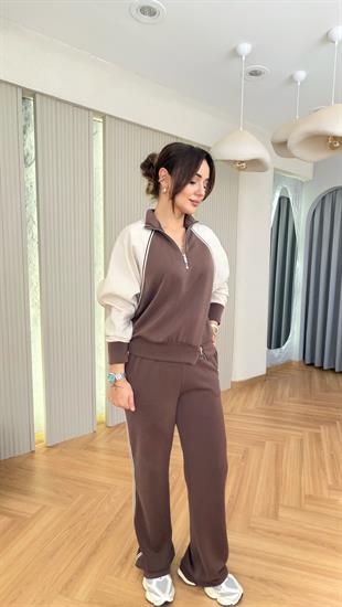 Kahve Nelia Paraşüt Detaylı Modal Takım