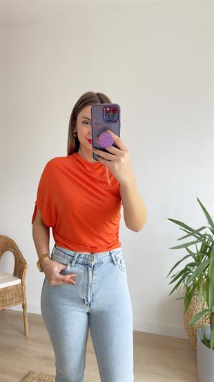 Zra Model Omzu Büzgülü Turuncu Bluz