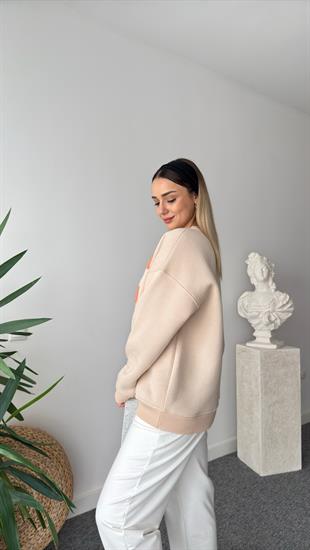 Minnesota Yazılı Bej Sweatshirt