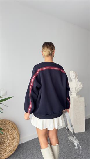 Boston Yazılı Sırt Fermuar Detay Sweatshirt