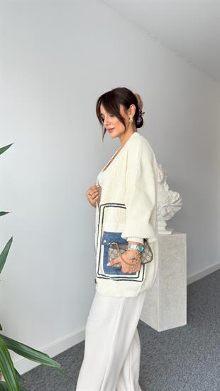 Roho Cebi Kotlu Bej Triko Hırka