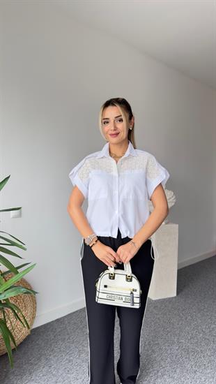 Nuse Fisto Detaylı Beyaz Gömlek