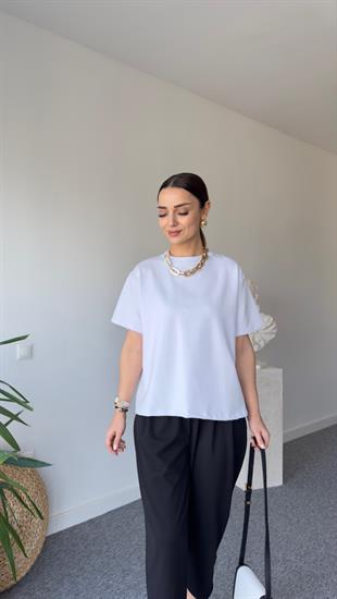 Arkası Poplin Bağlamalı Zra Model Tshirt