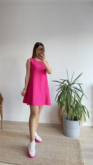 Pembe Kolsuz Çan Elbise 