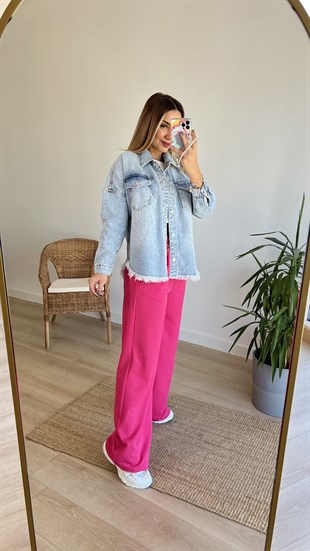 Zara Model Taş Detaylı Jean Ceket