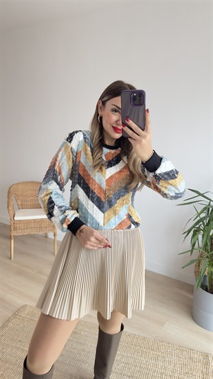 Renk Geçişli Peluş Sweat