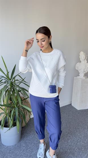 Rano Orj Model Sırt Poplin Ekru Tasarım Sweat