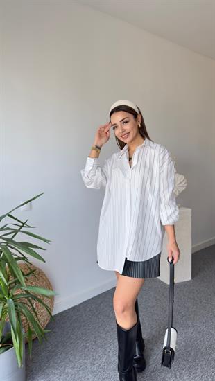 Zra Model Asimetrik Çizgili Gömlek