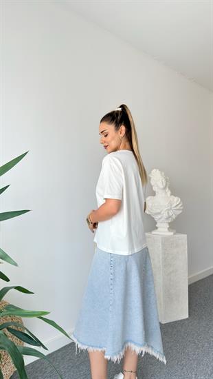 Önü Kalp İşlemeli Tshirt