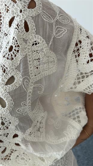 Luwre Tasarım Dantel Detaylı Bluz