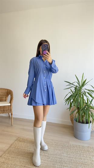 Zra Model Çizgili Poplin Elbise