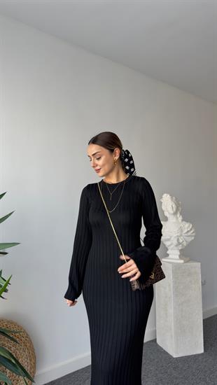 Rudi Zra Model Siyah Çelik Triko Elbise 