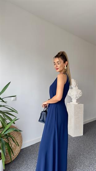 Carta Kuşaklı Lacivert Bol Paça Tulum