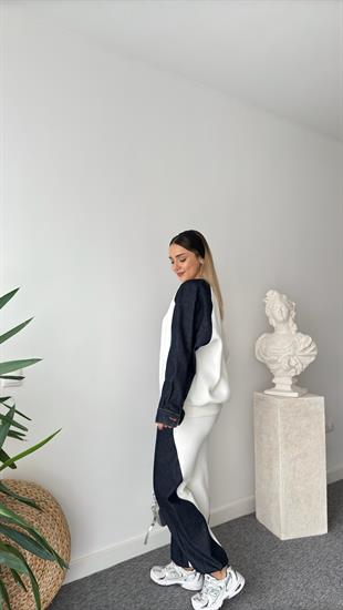 Borges Kot Garnili Beyaz Sweat Pantolon Takım