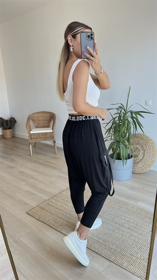 Cep Detaylı Beli Lastikli Şalvar Pantolon 