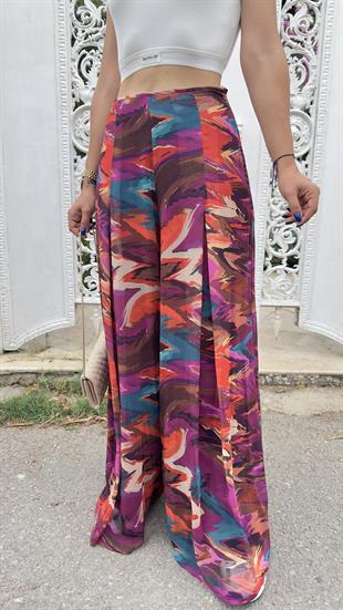 Çok Renkli Şifon Pantolon