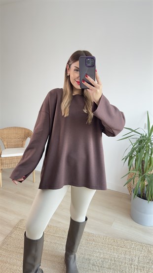 Kahve Pis Dikiş Şardonlu Sweat