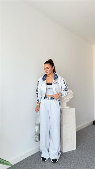 Bena Nakış Yazılı Gri Sweatshirt