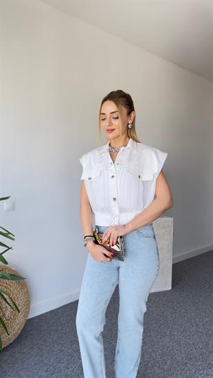 Tül Detaylı Tws Model Beyaz Yelek