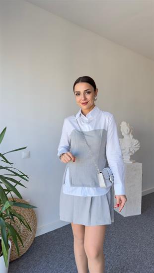 Lepi Gri Büstiyerli Gömlek