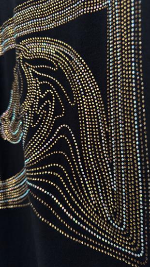 Taş Detay At Baskı Siyah Tshirt