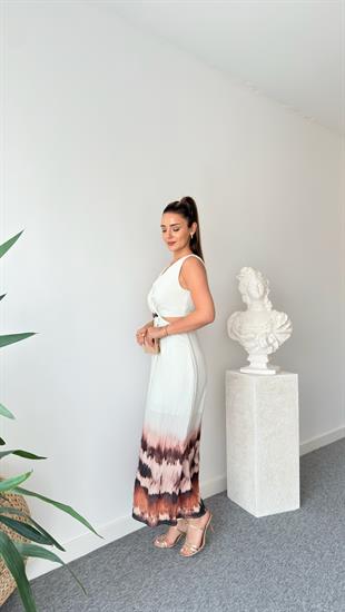 Beyaz Zra Model Önü Boncuk Detaylı Elbise