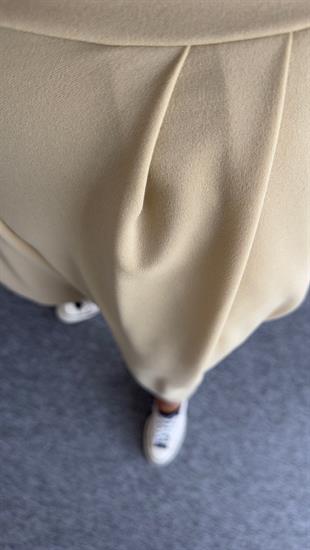 Crep Arka Lastikli Yağ Yeşili Havuç Pantolon