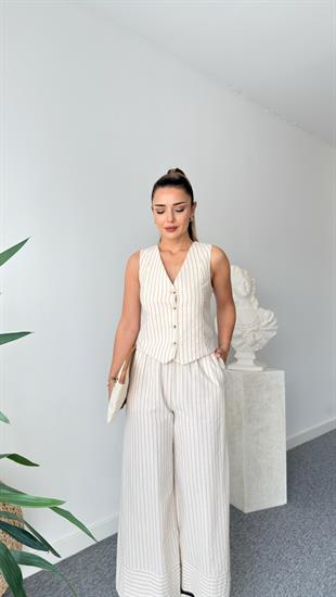 Veisa Massi Çizgili Yelekli Takım