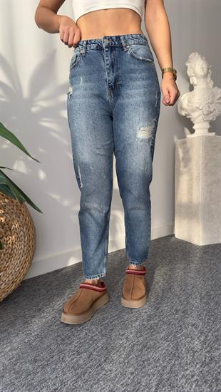 Yıkamalı Yırtık Detaylı Jean