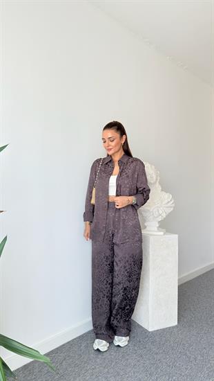 Kahve Mani Benekli Gömlek