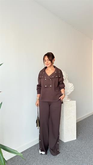 Kahve Koe Çıtçıtlı Modal Takım