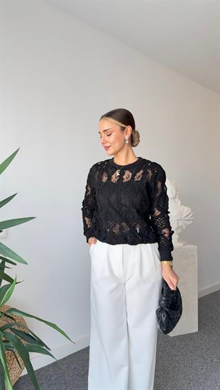 Siyah Lase Örme Edition Sweat 