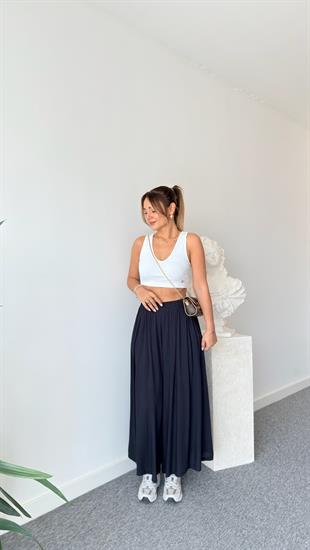 Siyah Loreto Bol Paça Pantolon