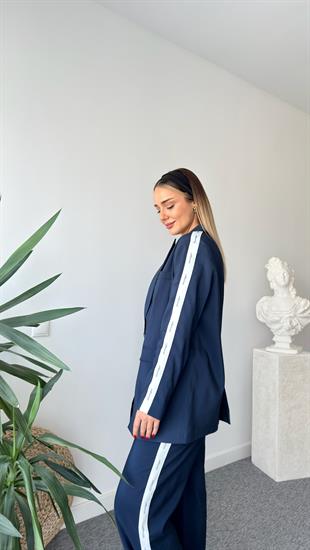 Lorde Şerit Detaylı Tensel Blazer Ceket