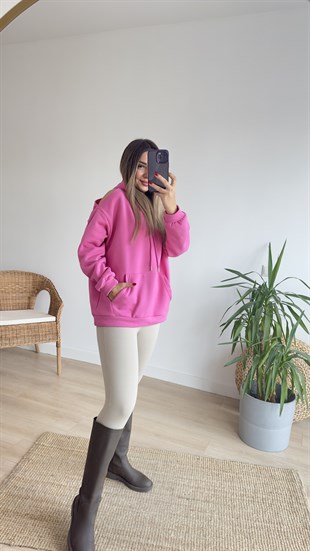 Omuz Pencere Detaylı Pembe Sweat