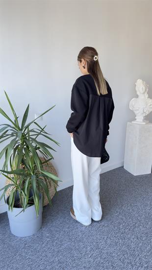 Rano Orj Model Sırt Poplin Siyah Tasarım Sweat
