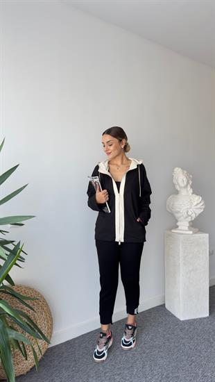 Lotta Marka Model Kapüşonlu Siyah Sweat