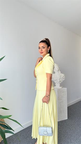 Nichol Sarı Yelekli Etek Takım 