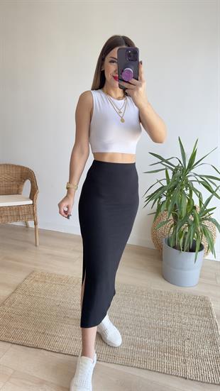 Bisiklet Yaka Beyaz Penye Atlet