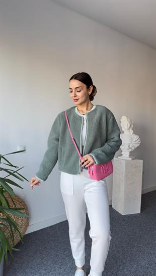 Biyeli Mint Yeşili Astarlı Ceket