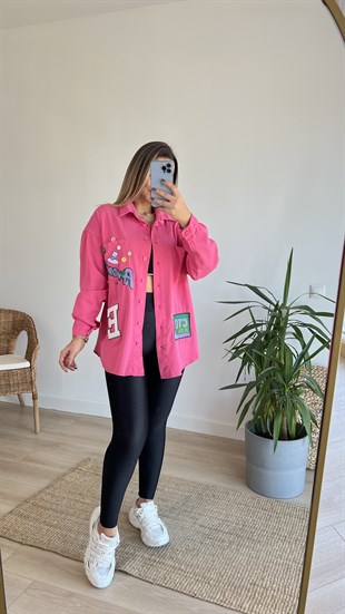 Arma Detaylı Pembe Tasarım Ceket